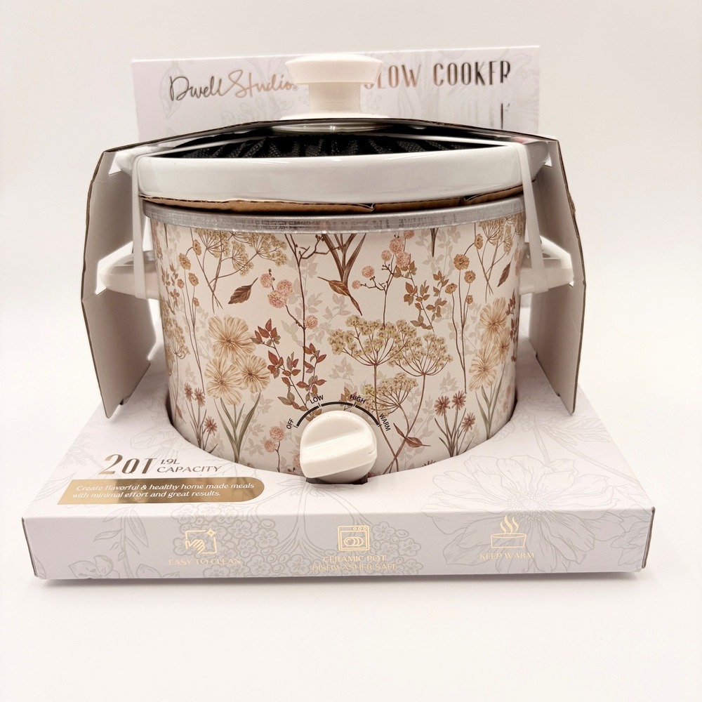 Dwell Studio 2QT Slow Cooker Floral Wildflower Botanical Ceramic Pot 1.9L NEW